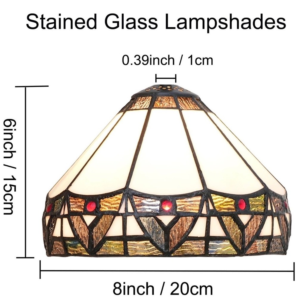 Wecrejoni 8 Inch Tiffany Stained Glass Lamp Shade Empire Multicolor LED Open Box - Picture 2 of 11